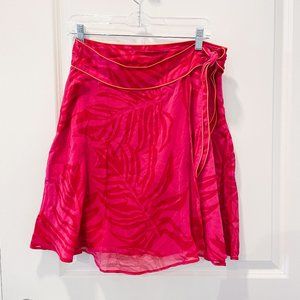 Free People Faux Wrap Tropical Hot Pink Mini Skirt